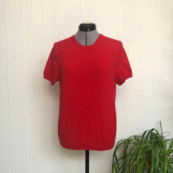 Like new Eric Bompard cashmere knitted T-shirt in red size XL - Picture 1 of 3